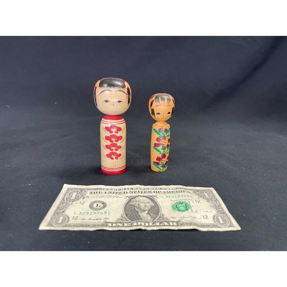Japanese Kokeshi Wood Dolls Lot of 2